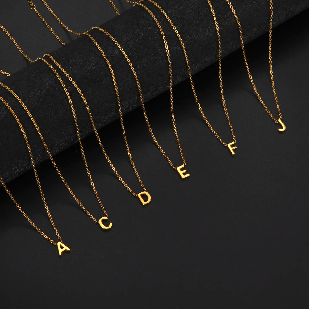 Collier Pendentif Initiale A-Z – Acier Inoxydable Doré ou Argenté | Idée Cadeau Femme