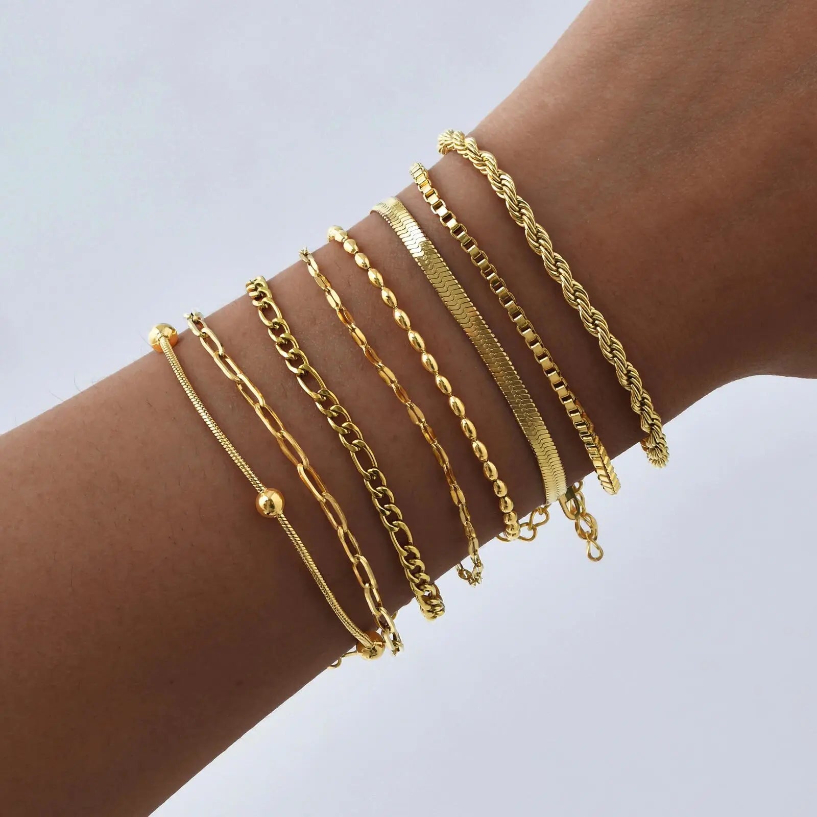 Bracelet Chaîne Chevron Plaqué Or – Acier Inoxydable, Waterproof & Empilable