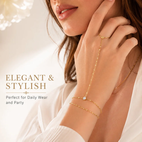 Bracelet Chaîne de Main Doré – Double Rang Ajustable en Acier Inoxydable