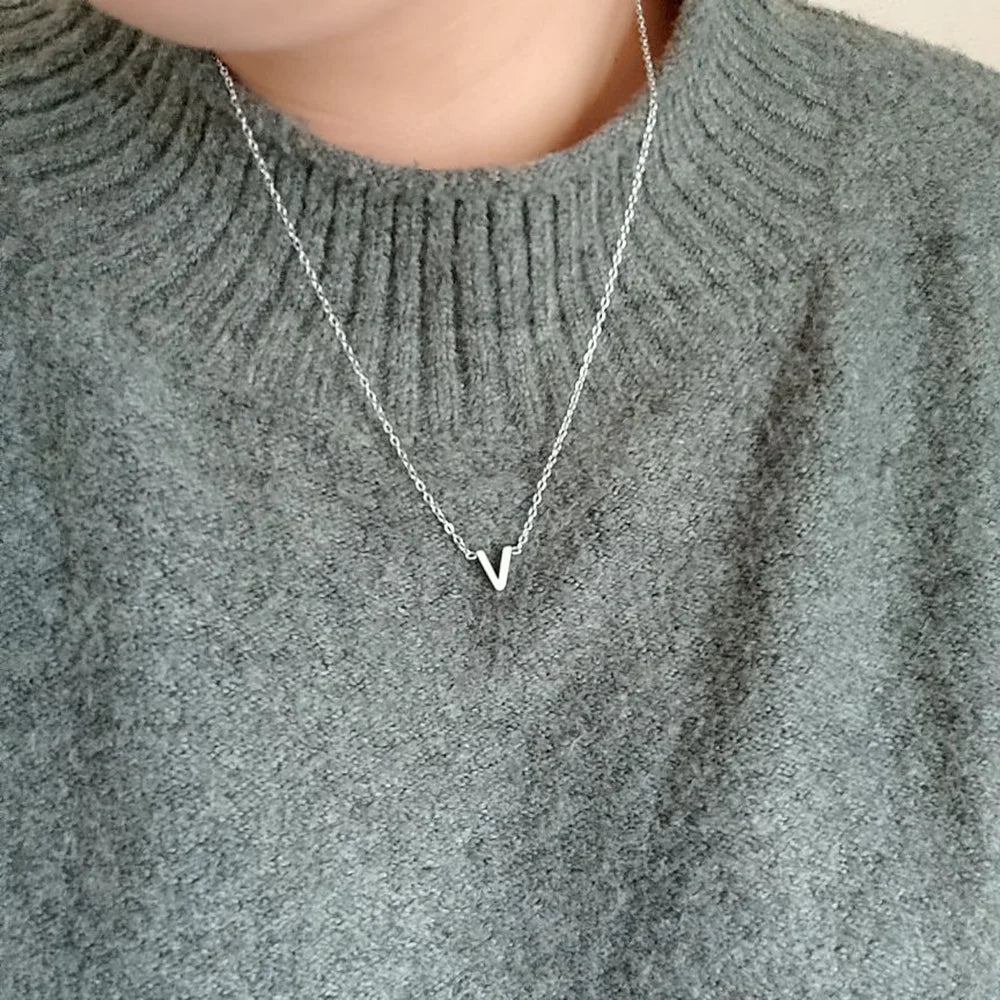 Collier Pendentif Initiale A-Z – Acier Inoxydable Doré ou Argenté | Idée Cadeau Femme