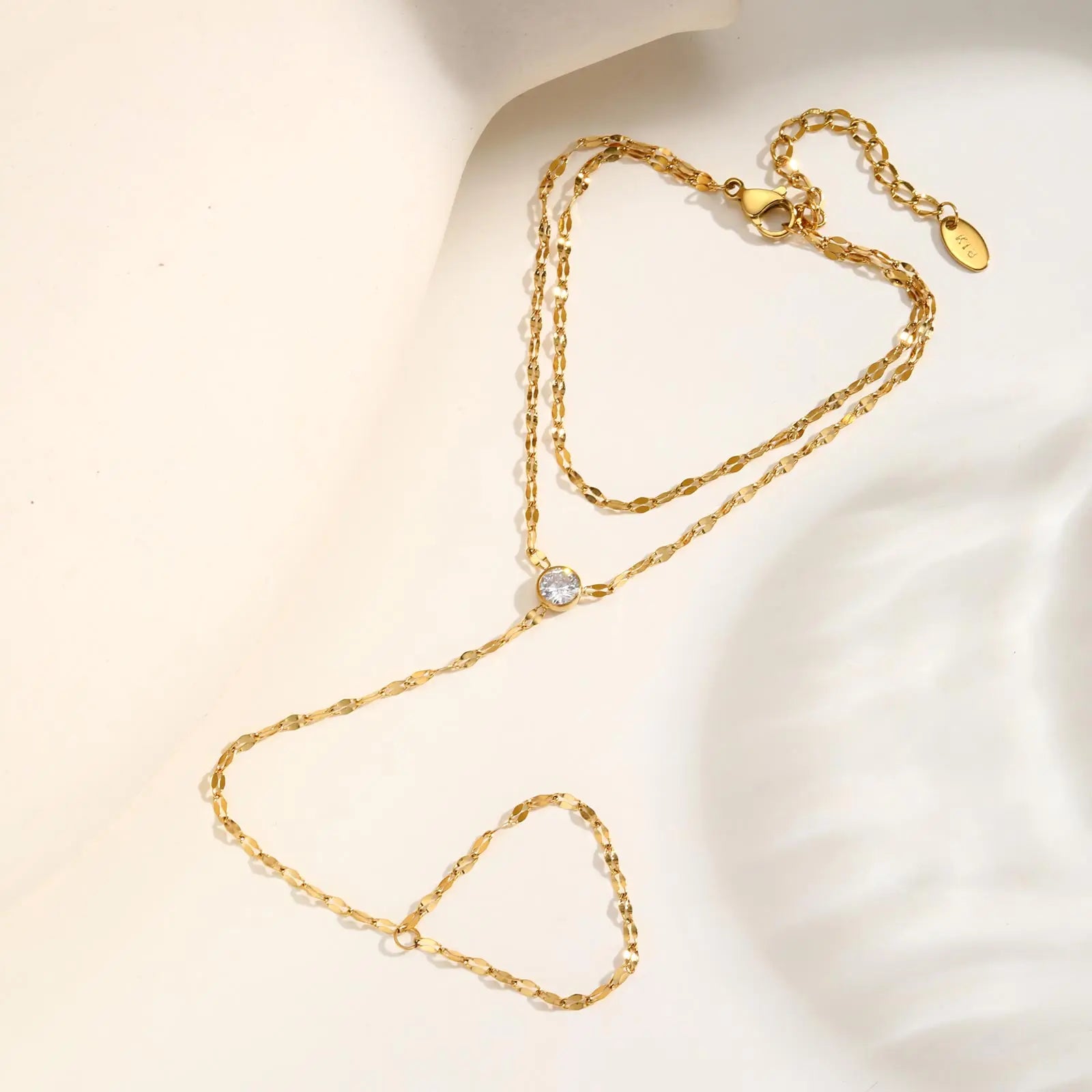 Bracelet Chaîne de Main Doré – Double Rang Ajustable en Acier Inoxydable