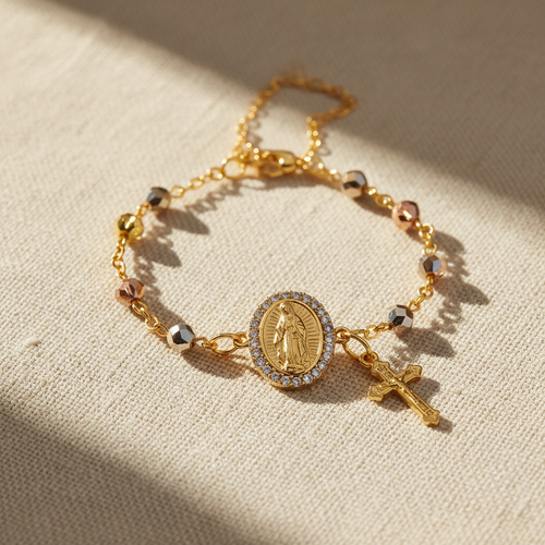 Bracelet chapelet flat lay lin naturel